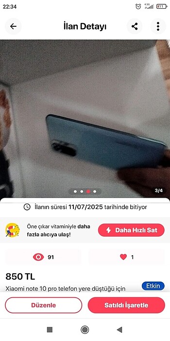 Redmi Note on pro 120 sekizlik Yurtiçi düşme sonucu arka cam çat