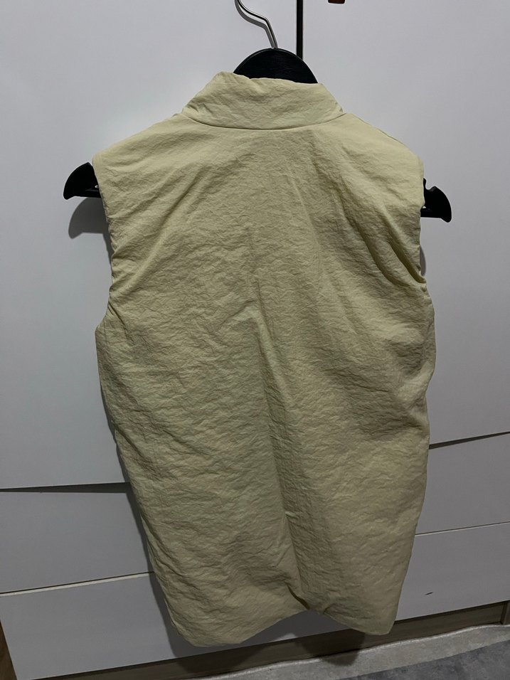 Bej Keten Fermuarlı Kadın Yelek - Görsel 3