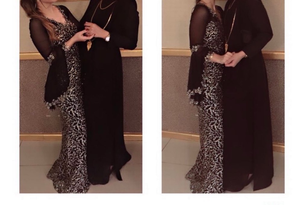 Koyu Siyah Kürk Detaylı Uzun Abiye Elbise - Görsel 2