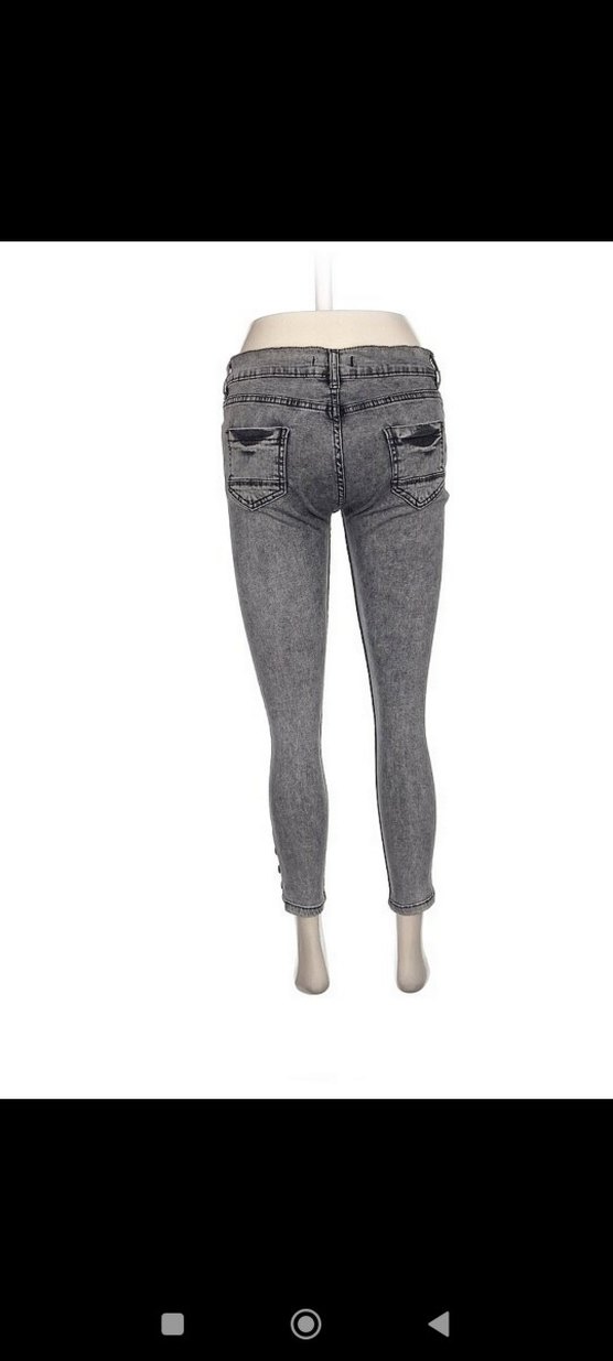 Gri Düğmeli Dar Kesim Kadın Jean - Görsel 2