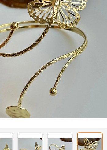 Altın Renkli Kelebek Detaylı Bileklik - Görsel 2