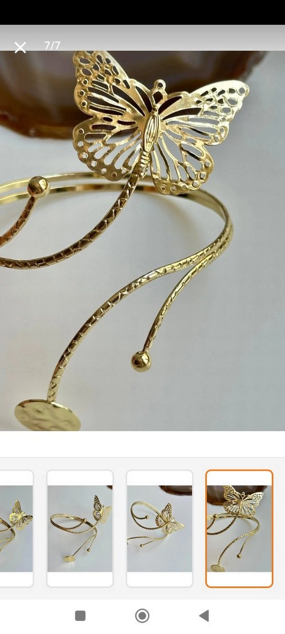 Altın Renkli Kelebek Detaylı Bileklik - Görsel 2