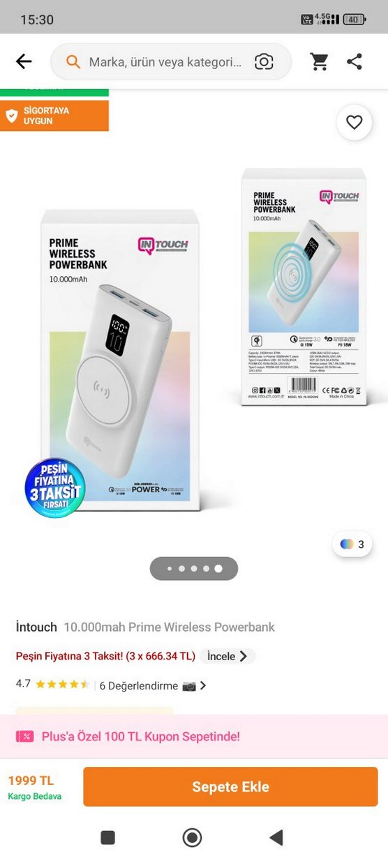 Beyaz Kablosuz Şarjlı Powerbank - Görsel 3