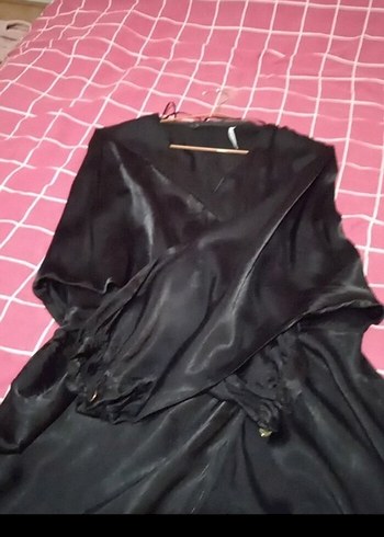 Siyah Uzun Kollu Gevşek Kesim Gotik Kadın Elbise - Görsel 3