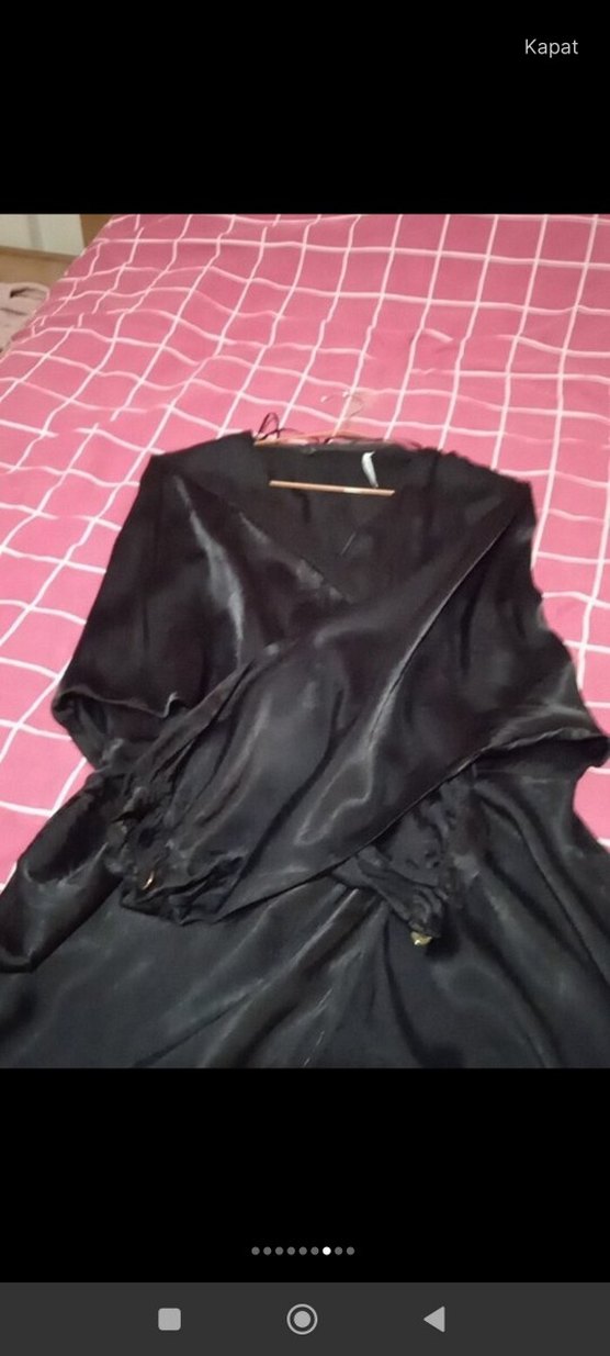 Siyah Uzun Kollu Gevşek Kesim Gotik Kadın Elbise - Görsel 3