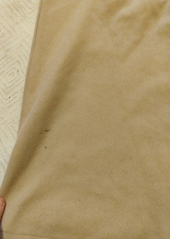 Kadın Uzun Süet Kürk Detaylı Bej Kaban - Görsel 5