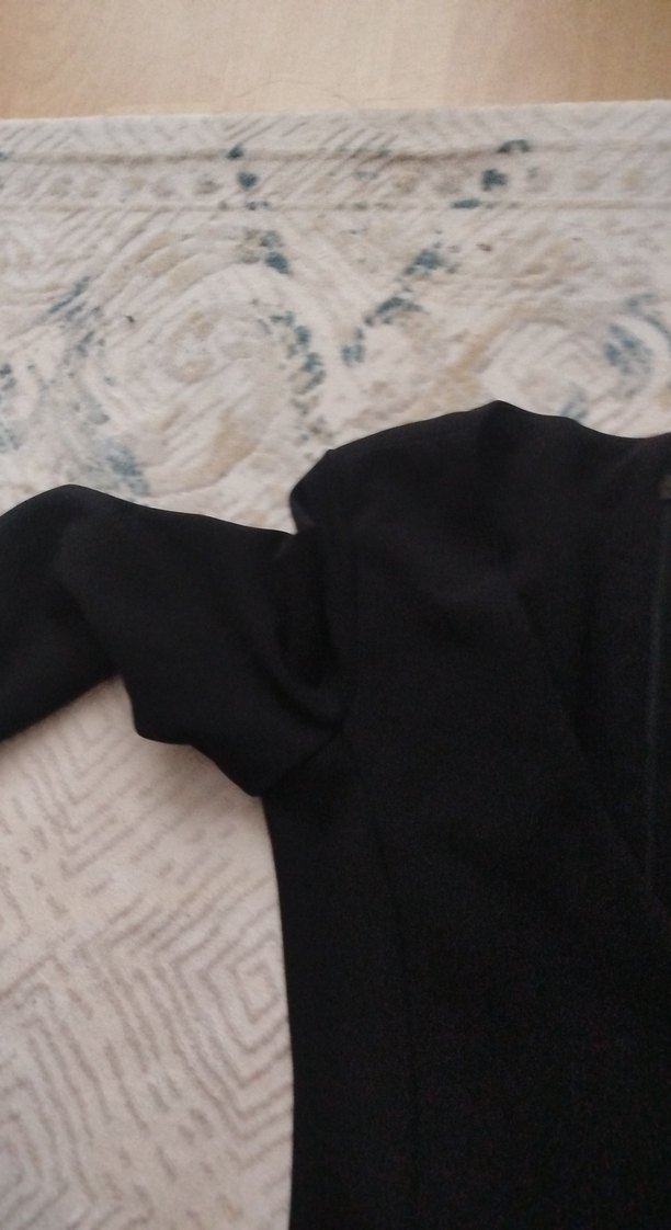 Siyah V Yakalı özel dikim Uzun Kollu Elbise - Görsel 4