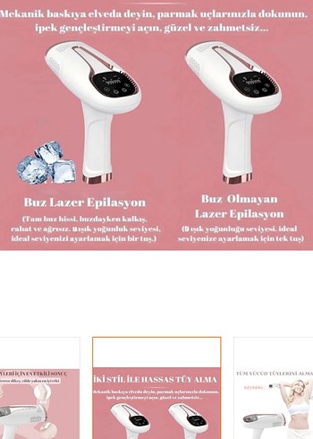 Beyaz Lazer Epilasyon Cihazı 9 Ayarlı Buz Başlıklı - Görsel 4