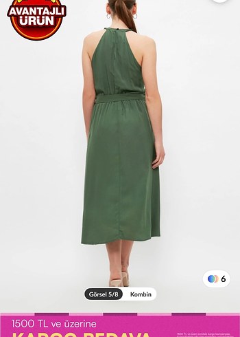 Yeşil Drapeli Uzun Askısız Elbise - Görsel 3