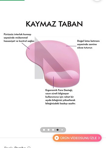 Diğer Pembe Pastel Bilek Destekli Mouse Pad