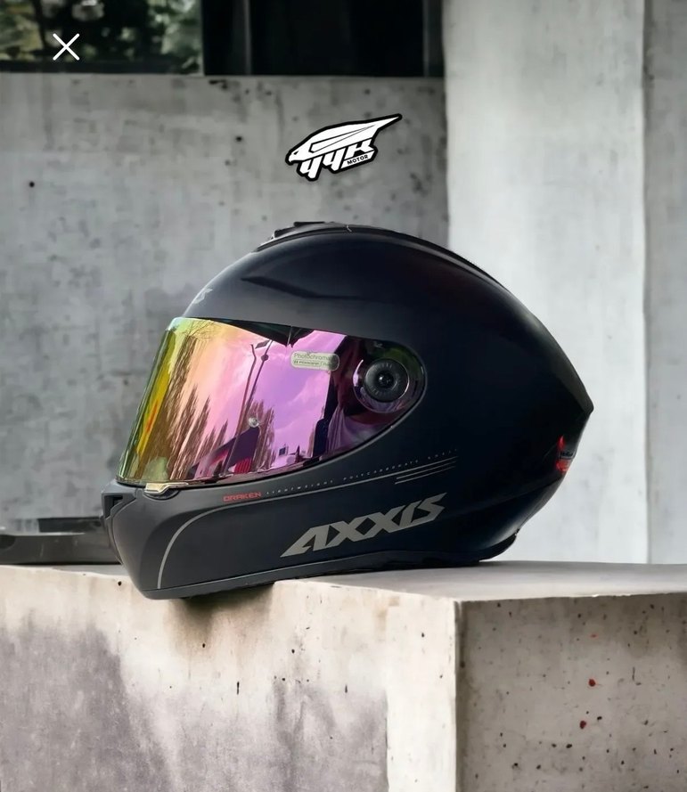 Çift Vizörlü Siyah Tam Kapalı Motosiklet Kask, Işıklı İnterkom - Görsel 2