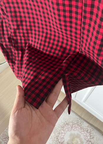 l Beden Bordo Kareli Kadın Günlük Elbise