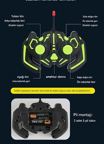 Uzaktan kumandalı zıplayan müzikli ve ışıklı oyuncak traktör.