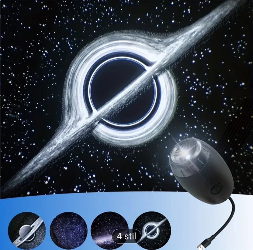 360° Dönerli Siyah  USB'li mini Galaxy projeksiyon - Görsel 4