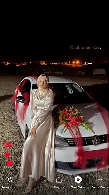 Saten Krem Renk Tesettür Abiye "KUSURSUZ ? - Görsel 5