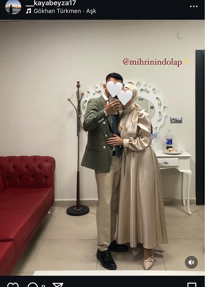 Saten Krem Renk Tesettür Abiye "KUSURSUZ ? - Görsel 3