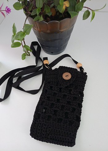 Diğer Siyah Örgü Kadın Cep telefonu Çantası