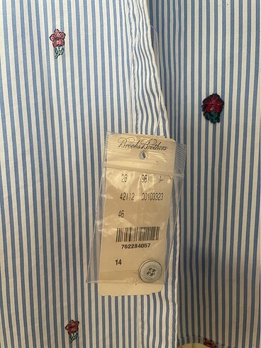 Brooksfield Brooks Brothers Mavi Beyaz Çizgili Çiçek Motifli Fit Gömlek