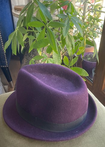 Mudo Koyu Mor Yün Kadın Fötr Şapka - Görsel 3