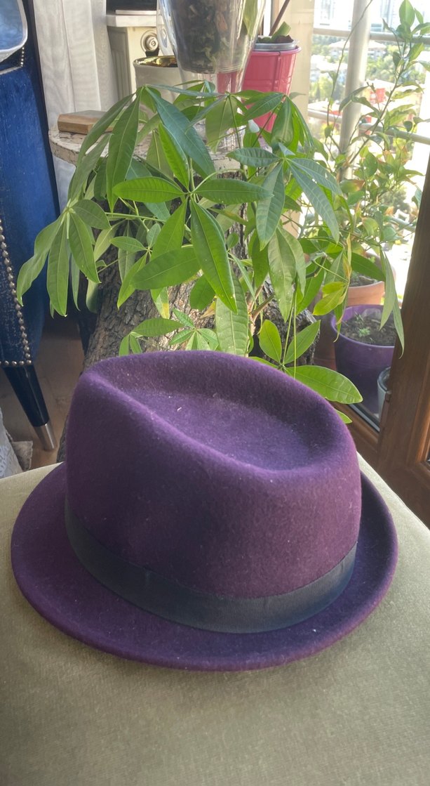 Mudo Koyu Mor Yün Kadın Fötr Şapka - Görsel 3