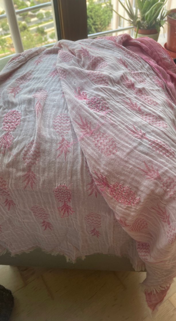 Boncuk İşlemeli Pembe Bohem Kadın Şal - Görsel 2