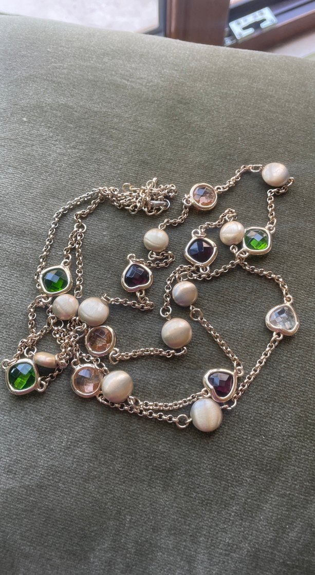 Uzun Zincir Detaylı Çok Renkli Bohem Kolye - Görsel 3