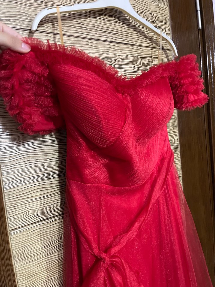 Kırmızı Uzun Tül Abiye - Görsel 4