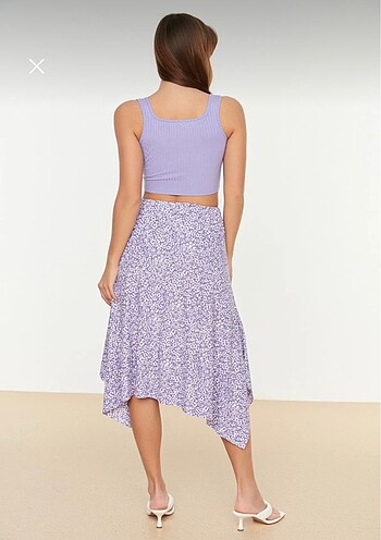 Mor asimetrik detaylı etek - Görsel 2