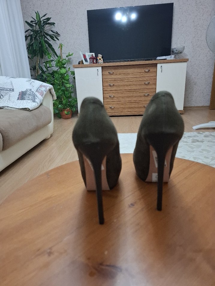 Bej Süet Platform Topuklu Kadın Ayakkabı - Görsel 4