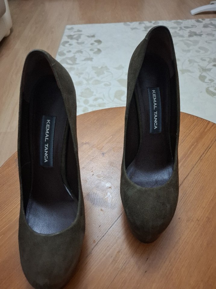 Bej Süet Platform Topuklu Kadın Ayakkabı - Görsel 2