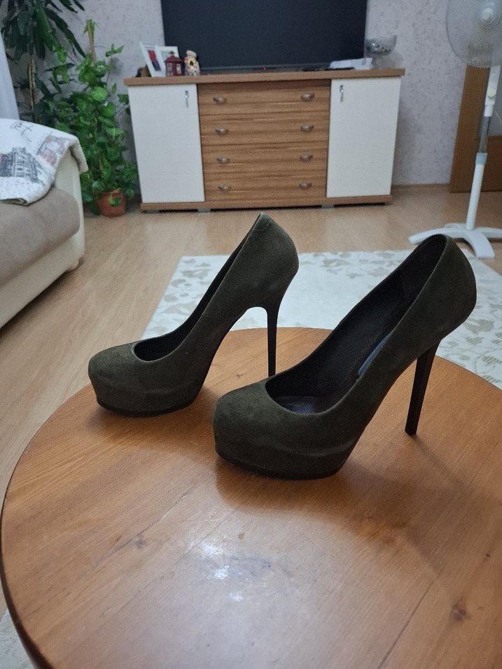 Bej Süet Platform Topuklu Kadın Ayakkabı - Görsel 3