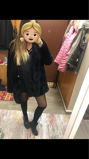 Pull and Bear Pull & Bear siyah peluş kürk
