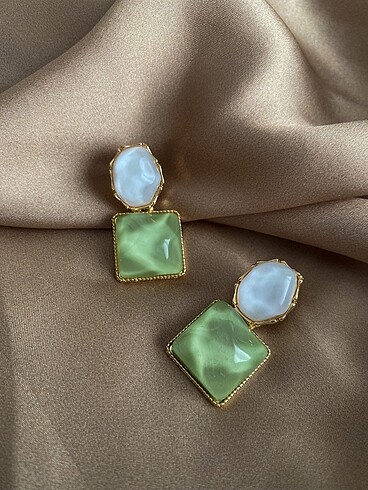 Mint Crystal Shine Çelik Küpe