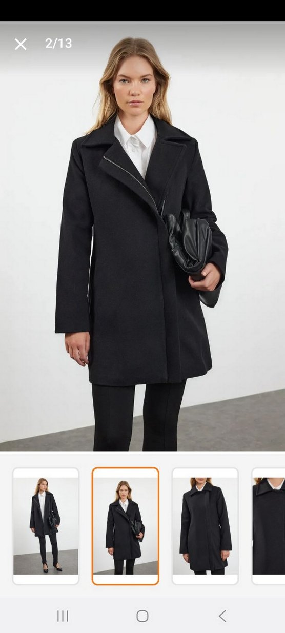 Siyah Midi Ceket-Kaban - Görsel 2