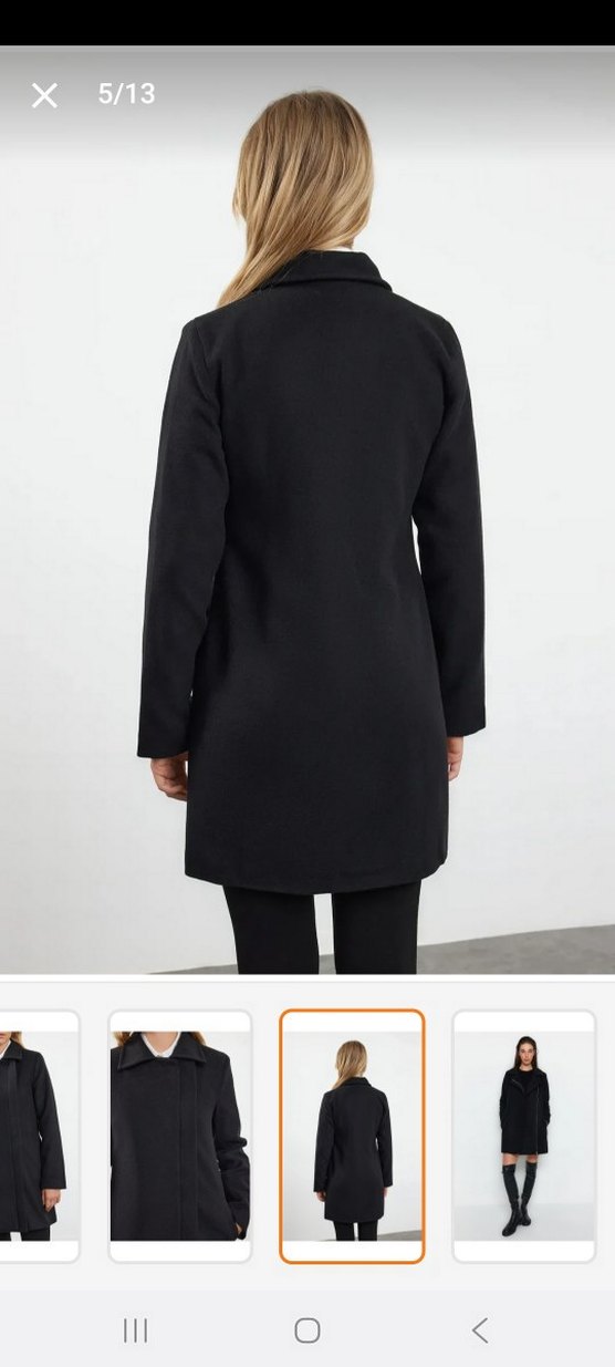 Siyah Midi Ceket-Kaban - Görsel 3