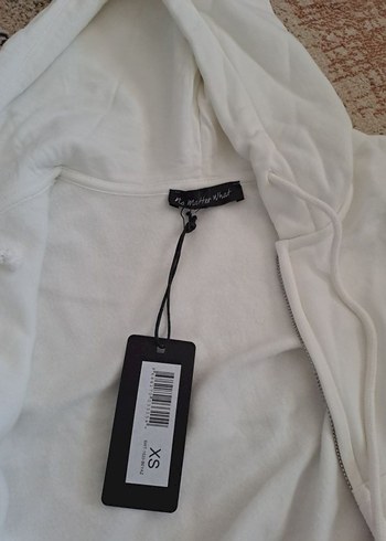 Fermuarlı Beyaz Kadın Sweatshirt - Görsel 2