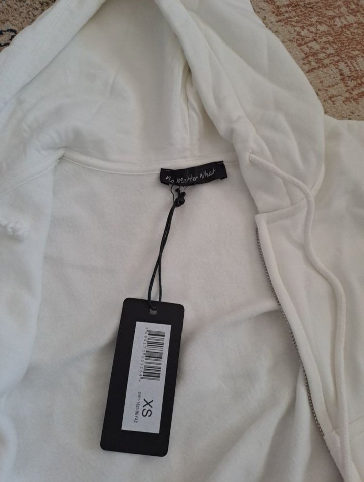 Fermuarlı Beyaz Kadın Sweatshirt - Görsel 2