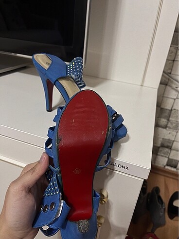 Mavi topuklu ayakabı - Görsel 5