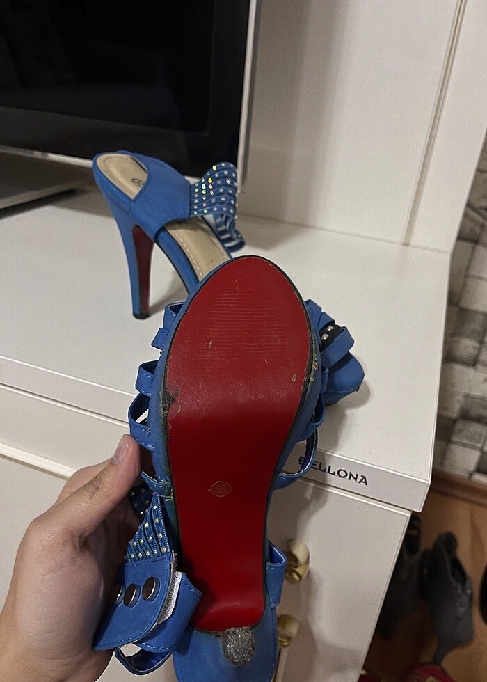 Mavi topuklu ayakabı - Görsel 5