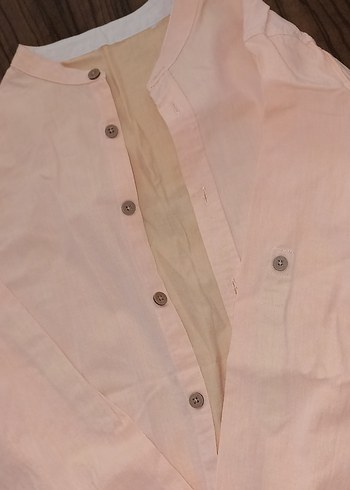 somon Düğmeli Keten erkek çocuk Gömlek - Görsel 2