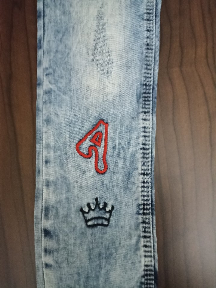 Nakışlı Mavi Kız  çocuk Kot Pantolon - Görsel 3