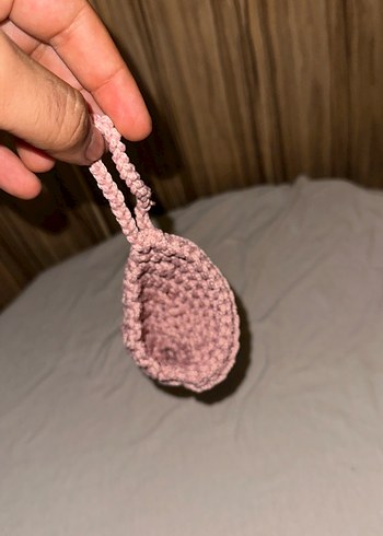 Pembe deniz kabuğu şeklimde örme madeni para cüzdanı - Görsel 2