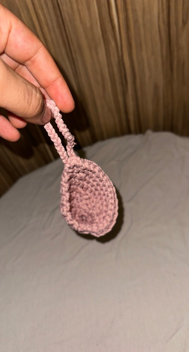 Pembe deniz kabuğu şeklimde örme madeni para cüzdanı - Görsel 2