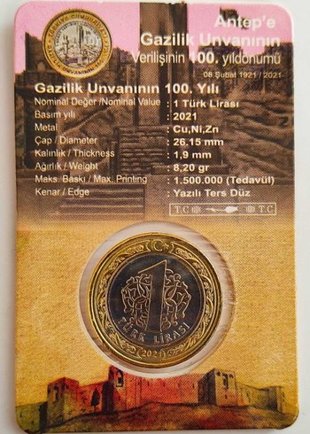  Antep Gazilik Unvanı 100. Yıl Hatıra Parası