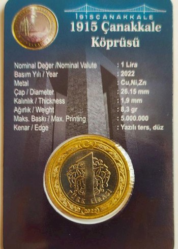  Çanakkale Köprüsü 1 TL Hatıra Çil
