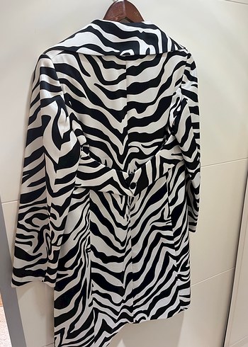 40 Beden siyah Renk Vakko Vintage Zebra Desenli Blazer Ceket