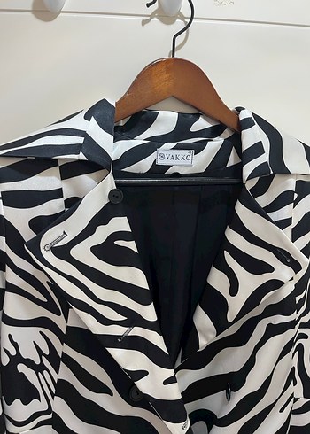 Vakko Vintage Zebra Desenli Blazer Ceket - Görsel 3