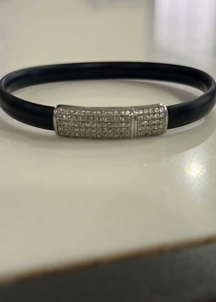 Gümüş aksesuarlı Siyah Bileklik - Görsel 2