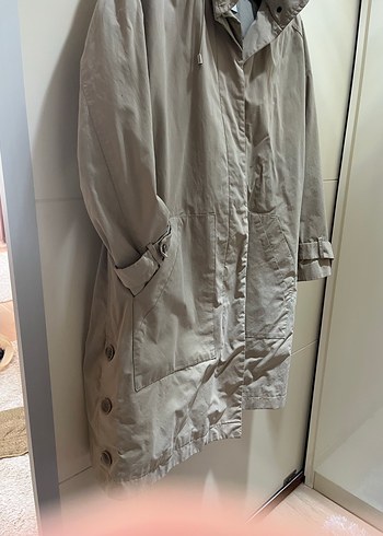 Mango Bej Midi Kadın Yağmurluk Kapüşonlu - Görsel 4