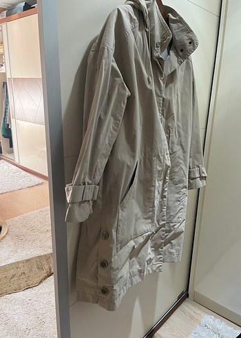 Mango Bej Midi Kadın Yağmurluk Kapüşonlu - Görsel 3